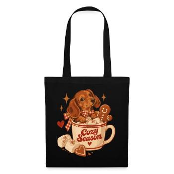 Cozy Season Dachshund - Stoffbeutel - Schwarz - Vorne