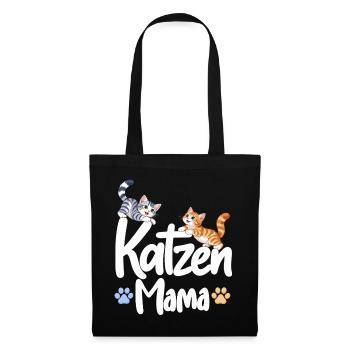 Katzen Mama – Süße Katzen mit Pfoten - Stoffbeutel - Schwarz - Vorne