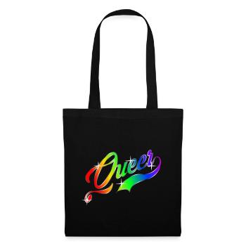 Queer LGBT Regenbogen Gay Pride CSD - Stoffbeutel - Schwarz - Vorne