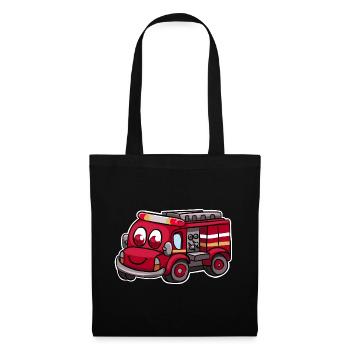 Camions de pompiers - Sac en tissu - noir - Devant