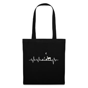 Battements de coeur Nature Sauvage Chevreuil chasseur Chasseur - Sac en tissu - noir - Devant