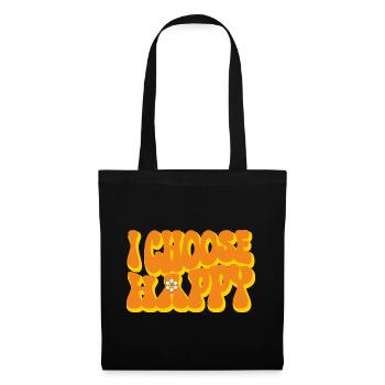 Je choisis la police Happy Funny Retro Hippie - Sac en tissu - noir - Devant