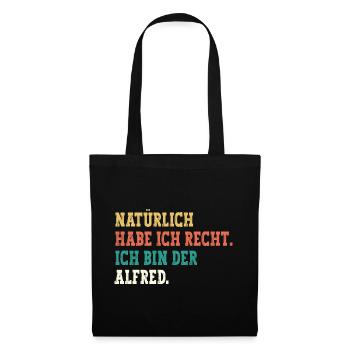 Alfred Lustiger Spruch Vorname Name Alfred - Stoffbeutel - Schwarz - Vorne