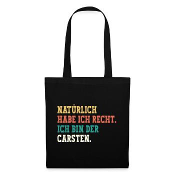 Carsten Lustiger Spruch Vorname Name Carsten - Stoffbeutel - Schwarz - Vorne