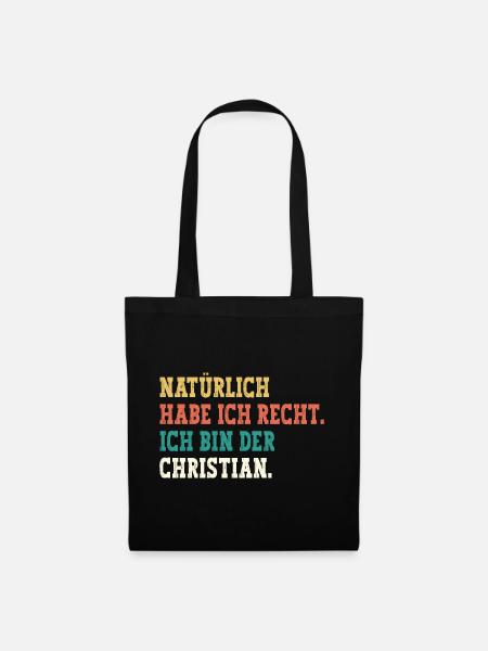 Christian Lustiger Spruch Vorname Name Christian - Stoffbeutel - Schwarz