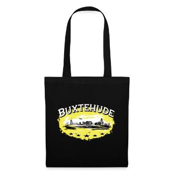 Buxtehude - Stadt Silhouette /Hase und Igel - Stoffbeutel - Schwarz - Vorne