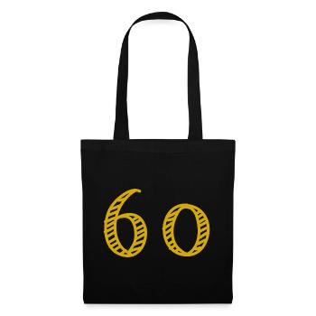 60. 60 ANS. 60e ANNIVERSAIRE. ANNIVERSAIRE 60 ANS. - Sac en tissu - noir - Devant