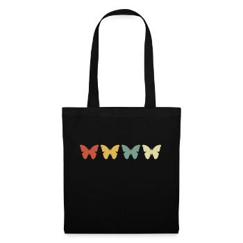 papillon rétro vintage - Sac en tissu - noir - Devant