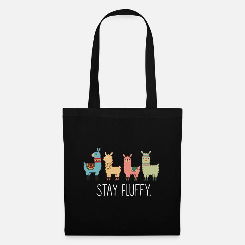 Stay Fluffy Alpaka Illustration - Stoffbeutel - Schwarz