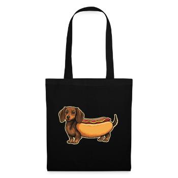 Collant en pain de hot-dog teckel mignon - Sac en tissu - noir - Devant