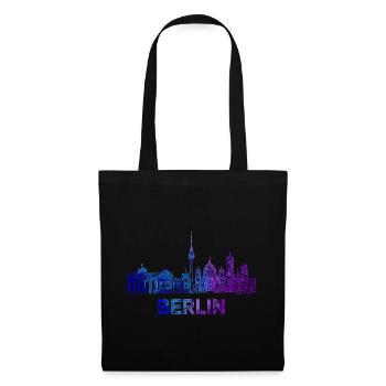 Berliner Skyline Skizze  - Stoffbeutel - Schwarz - Vorne