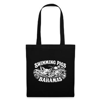 Bahamas Schwimmschweine-Szene Sonnenuntergang - Stoffbeutel - Schwarz - Vorne
