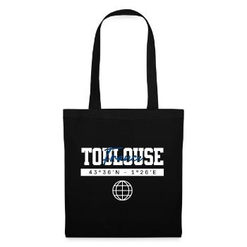 Toulouse Frankreich Koordinaten Reise Souvenir - Stoffbeutel - Schwarz - Vorne