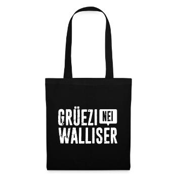 Grüezi – Nei, Walliser - Stoffbeutel - Schwarz - Vorne