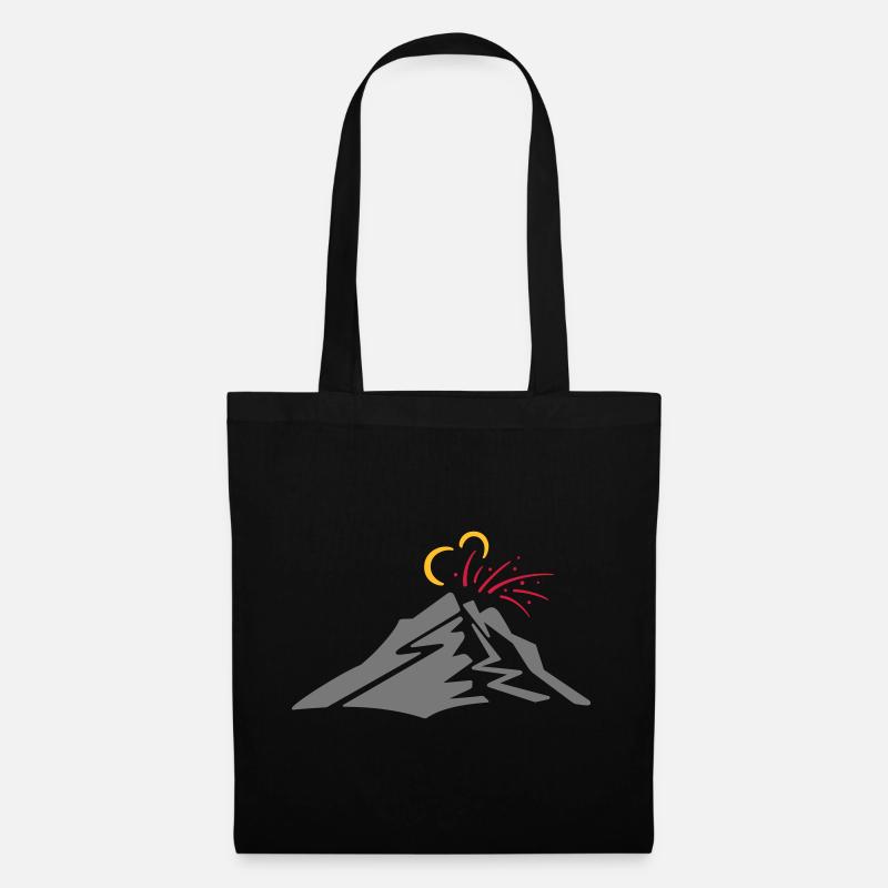 Volcano - vector line drawing, gift - Tote Bag - black