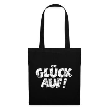 Glück Auf! (Vintage Weiß) - Stoffbeutel - Schwarz - Vorne