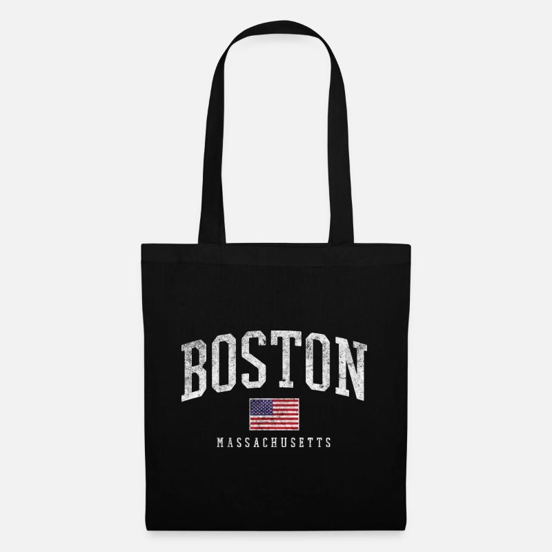 Boston Massachusetts Flag Graphic - Stoffbeutel - Schwarz