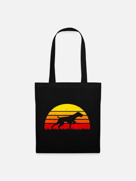 Drahtharr Jagdhund Sonnenuntergang Hunde - Stoffbeutel - Schwarz