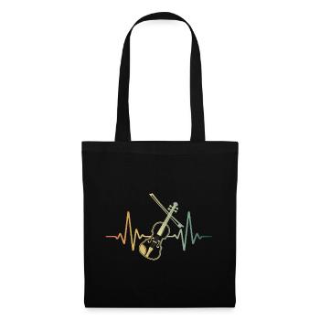 Violin Heartbeat Retro Violin Violinist - Tote Bag - black - Front
