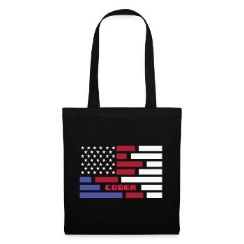 American Flag Coder Coding Computer Nerd - Stoffbeutel - Schwarz - Vorne