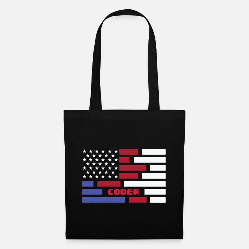 American Flag Coder Coding Computer Nerd - Stoffbeutel - Schwarz