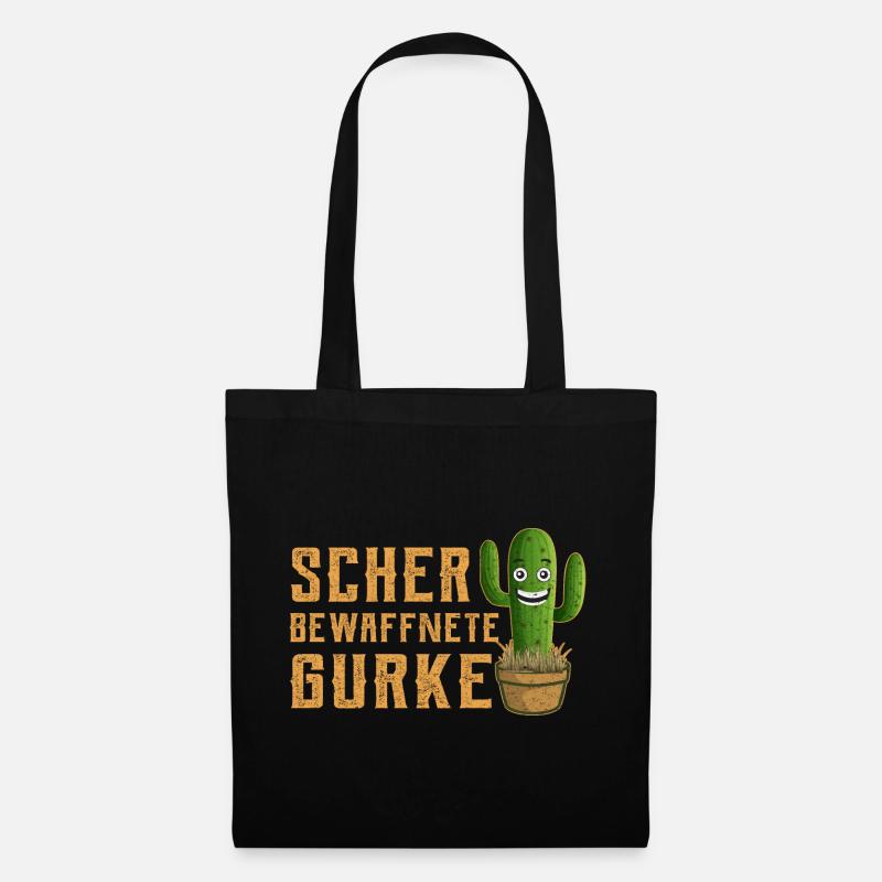 Schwer Bewaffnete Gurke Lustiger Spruch Kaktus - Stoffbeutel - Schwarz