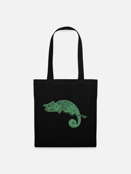 Cameleon Mandala Grün - Stoffbeutel - Schwarz