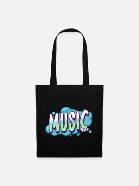 Music lover colorful green graffiti color paint spray - Tote Bag - black