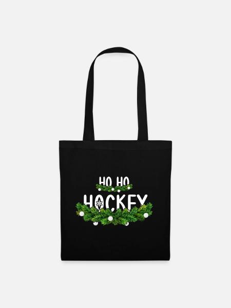 Hockey-xmas Weihnachtsmotiv "Ho Ho Ho Feldhockey" - Stoffbeutel - Schwarz
