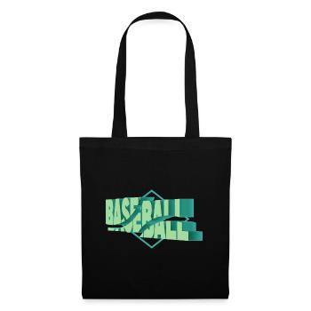 Baseball 3D Schrift Baseballer Spieler Fan Sport - Stoffbeutel - Schwarz - Vorne