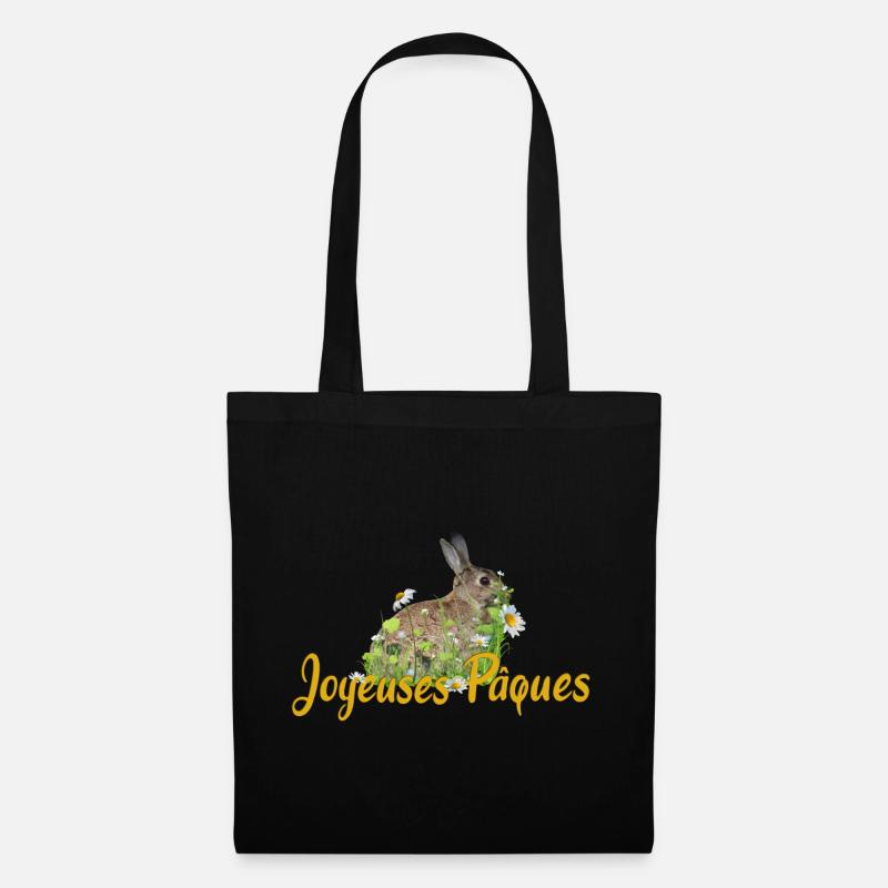 Joyeuses Paques Frohe Ostern - Stoffbeutel - Schwarz