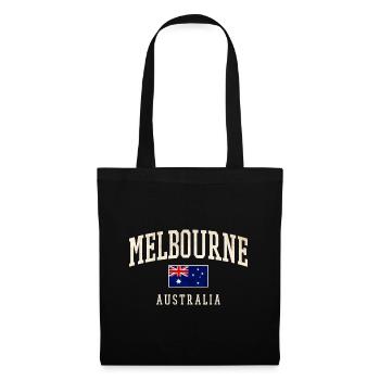 Melbourne, Australie, Design avec drapeau - Sac en tissu - noir - Devant