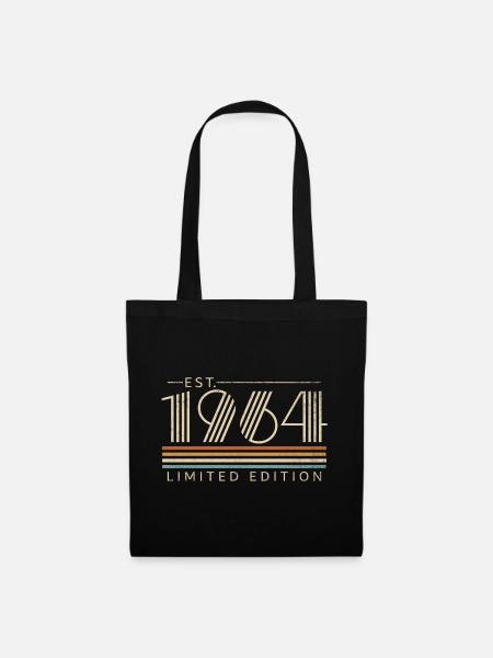 Jahrgang 1964 geboren Vintage Retro Geburtstag - Stoffbeutel - Schwarz