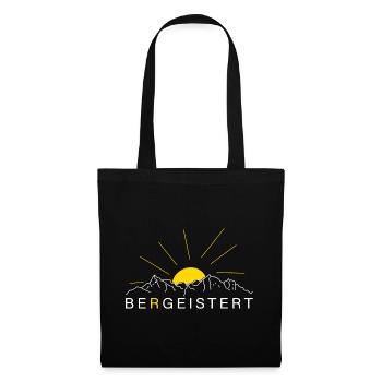bergeistert begeistert berge sport outdoor wandern - Stoffbeutel - Schwarz - Vorne