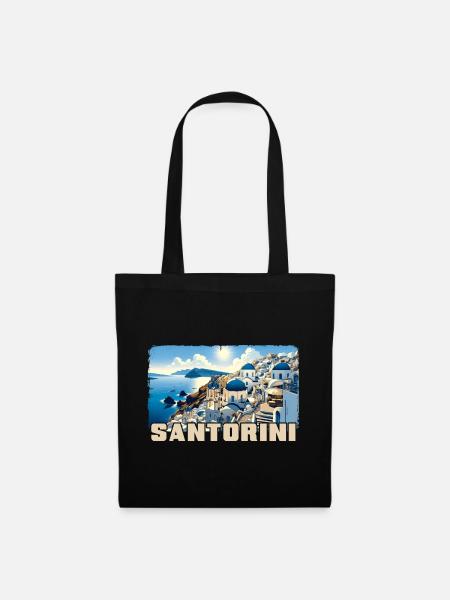Santorin Griechenland Ozean Vulkan Akrotiri - Stoffbeutel - Schwarz