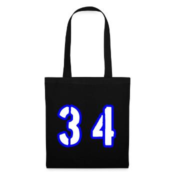 34 Zahl Symbol - Stoffbeutel - Schwarz - Vorne