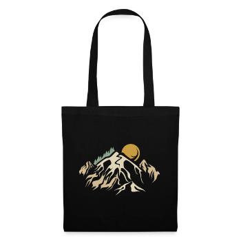 retro Berge Landschaft Natur vintage Berg wandern - Stoffbeutel - Schwarz - Vorne