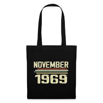 Jahrgang November 1969 vintage Retro November 1969 - Stoffbeutel - Schwarz - Vorne