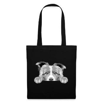 Peeking sad Border Collie dog gray color - Tote Bag - black - Front