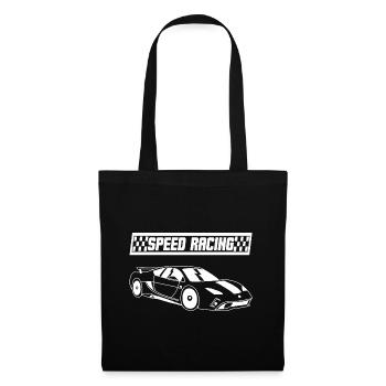 Voiture de course blanche - Sac en tissu - noir - Devant