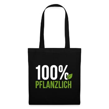 100% Pflanzlich - Vegan Geschenkidee - Stoffbeutel - Schwarz - Vorne