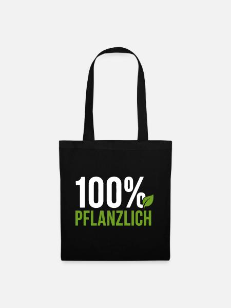 100% Pflanzlich - Vegan Geschenkidee - Stoffbeutel - Schwarz
