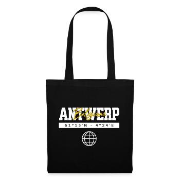 Antwerpen Belgien Koordinaten Reise Souvenir - Stoffbeutel - Schwarz - Vorne