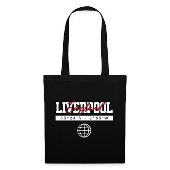 Liverpool England Koordinaten Reise Souvenir - Stoffbeutel - Schwarz - Vorne