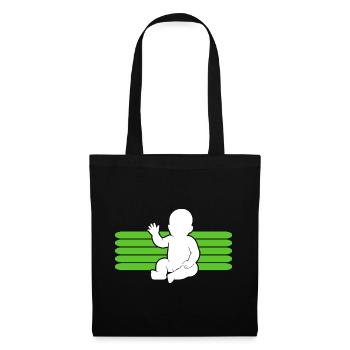 Baby Motiv winken Body Strampler Lustige Sprüche - Stoffbeutel - Schwarz - Vorne