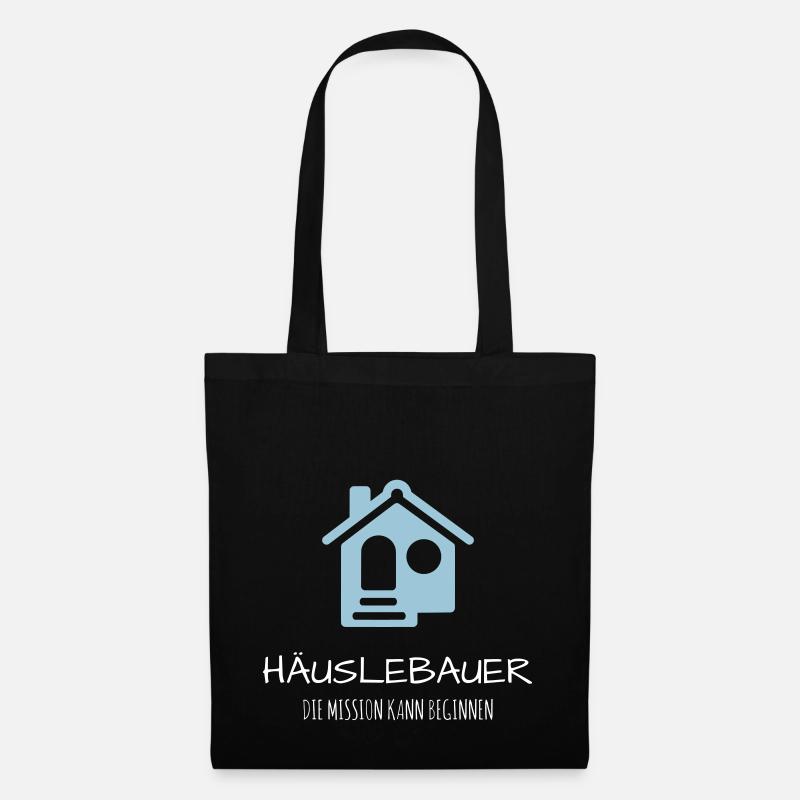 Häuslebauer Haus Bauherr Geschenk Idee - Stoffbeutel - Schwarz