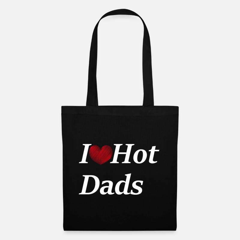I Love Hot Dads / I Heart Hot Dads - Stoffbeutel - Schwarz
