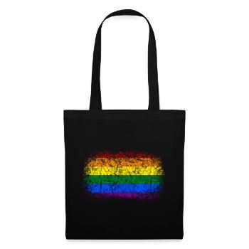 Regenbogenfahne Used Look - Stoffbeutel - Schwarz - Vorne