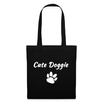 Hundesprüche damen, Cute doggie hell, Hundetatze - Stoffbeutel - Schwarz - Vorne