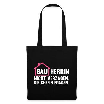 Baustelle Bauherrin - Stoffbeutel - Schwarz - Vorne